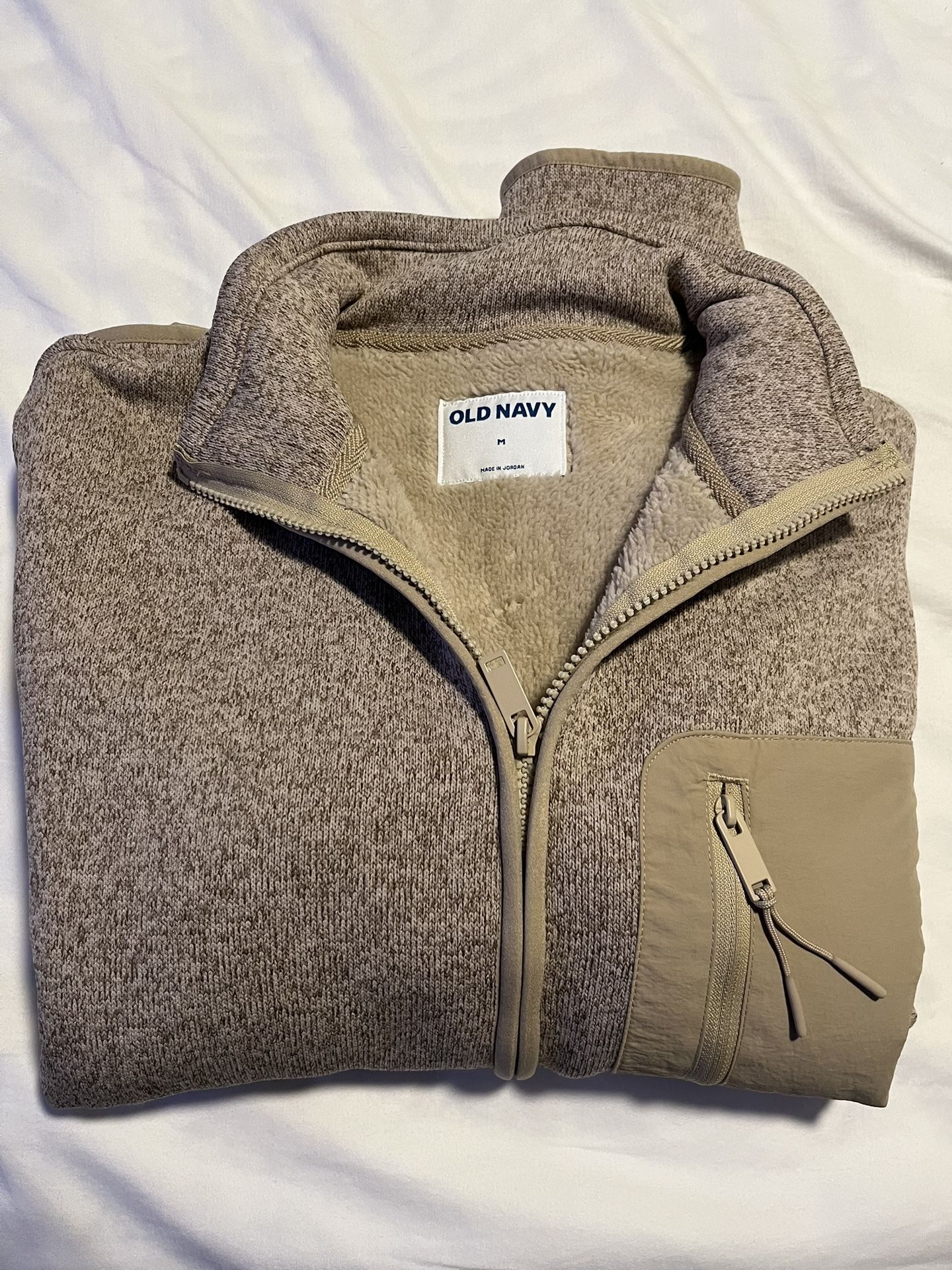 Old Navy Men’s Sherpa-Lined Sweater Fleece Zip Jacket- New with tags 