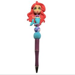 Ariel Mermaid Disney Custom Beaded Ballpoint Twist Pen Red