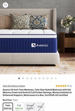 10 Inch Twin Size Hybrid Mattress - Avenco brand new