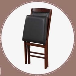 Two Leather Padded Folding Chair