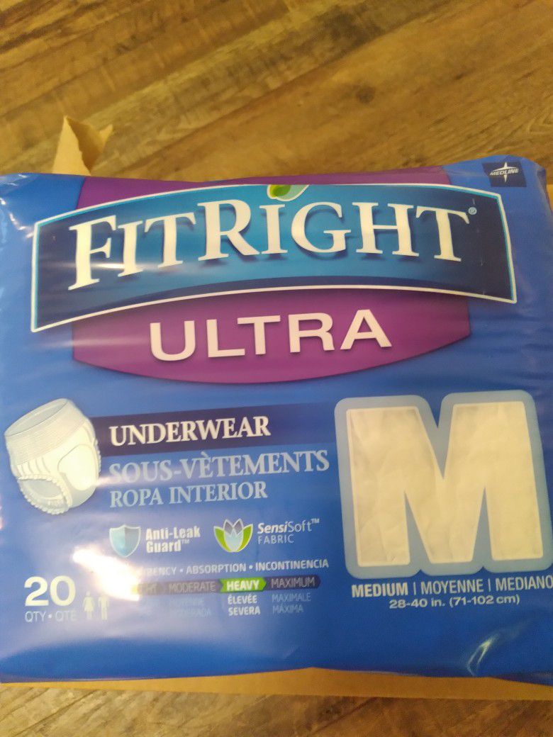 Medline FitRight Ultra Protective Disposable Underwear, Medium 20 Count

