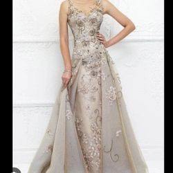 Ivonne D Mon Cheri Floral Embroidered Evening Gown