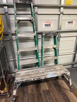 10’-8’-6’-4’ fiberglass ladders & 2’x4’ aluminum platform
