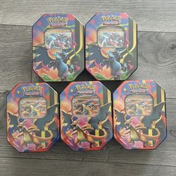 Pokemon X5 Mega Charizard X & Y EX Factory sealed tin lot