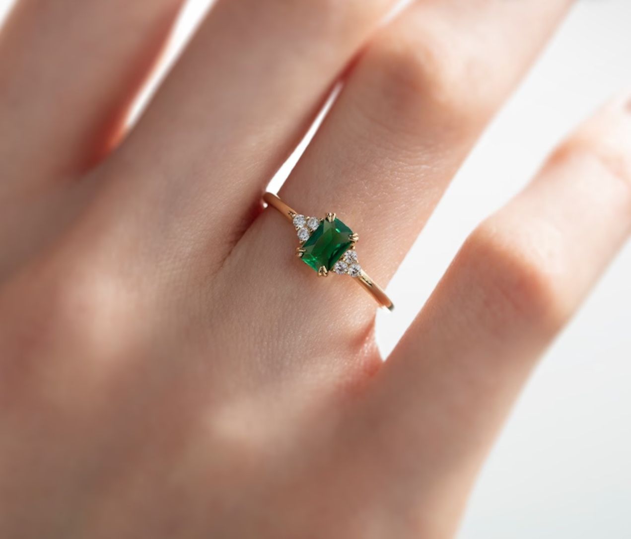 Lab Grown Emerald 14k Gold Women Ring