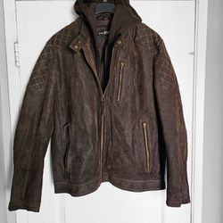 Men's Leather Jacket XL Suede Biker Piel 