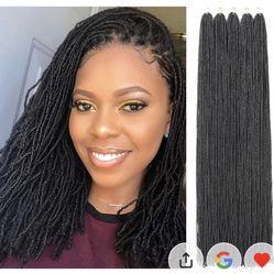 Micro Faux Locs Crochet Hair Extensions, 36 Inch 5 Packs-  Natural Black DIY Straight