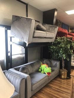 Grey stylish couch and loveseat $39 down