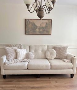 Beige sofa & loveseat