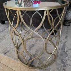 Gold Table With Mirror Glass Top