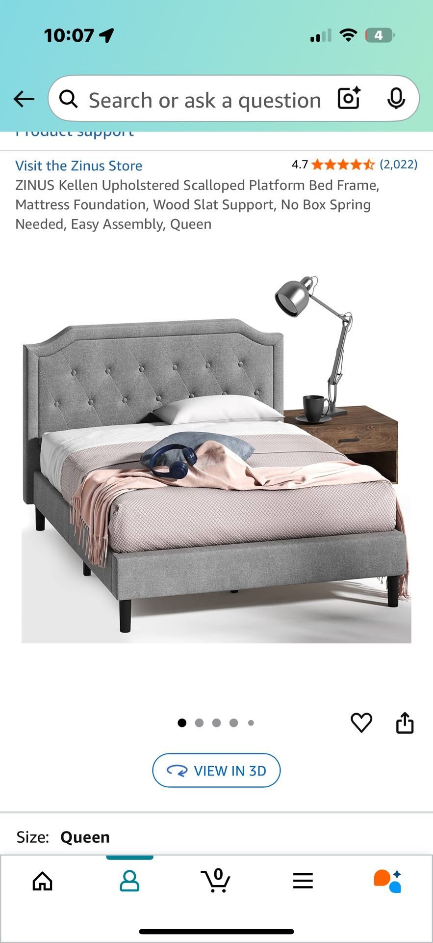 Zinus Queen Fabric Bed Frame