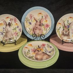 Twelve 8-1/2" Ceramic Dessert/Salad Easter Plates