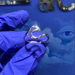 Sterling Silver 925 Wave Design Ring Sz 4,5.5 1.3g