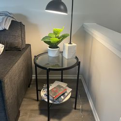 Glass, Metal, And Marble End Table