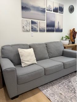 Light Gray 3-Seat Sofa – 84” Wide | Clean & Comfortable