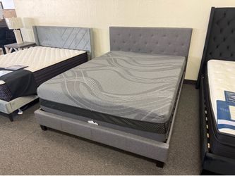 Queen  bed frame and mattress