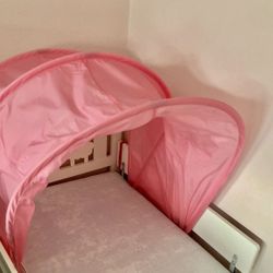 Pink Bed Canopy/tent  for Twin  Bed Like New 