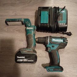 Makita 18V LXT Drill Driver & Worklight w/ 5.0 AH Battery and Charger 