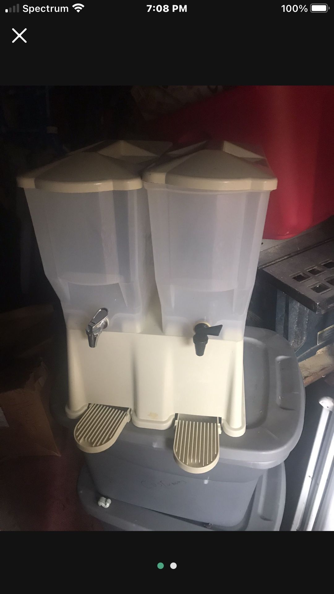 2 drink dispenser on stand 3 gallon