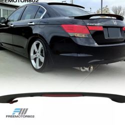 Fits 08-12 Accord Sedan OE Factory Matte Black ABS Trunk Spoiler & LED Brake
