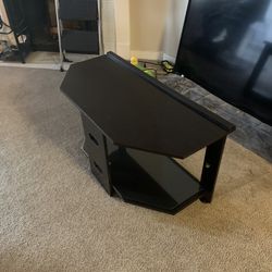 Tv Stand With Glass Shelf/ mount Slots 