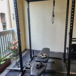 Squat  Rack, W, Weights& Bench 