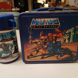 Vintage 1983 Metal Masters Of The Universe Lunchbox With Thermos In Great Condition 
