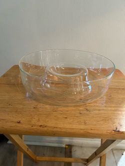 Princess House Etched Glass Chip and Dip Dish