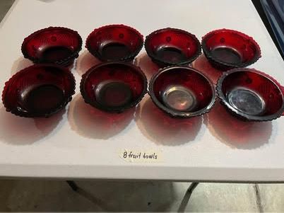 8- Avon Cape Cod Ruby Fruit Desert Bowls