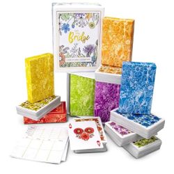 
Let's Play Bridge -6 Decks of Colorful, Watercolor Inspired Floral Playing Cards