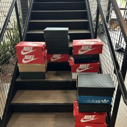 18 Pairs Of NIKES, ADIDAS & SAUCONY SHOES For sale