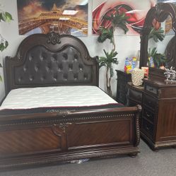 Amazing Offer Now👍Beautiful Chocolate Solid Wood 5pc Bedroom Furniture Set Available One Time Sale Only $1599 (Huge Savings)