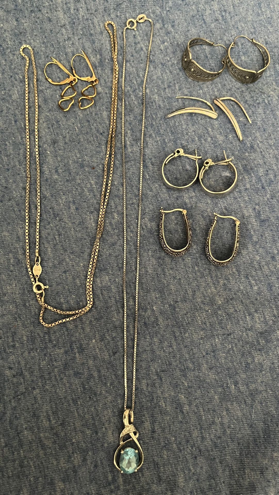 Silver 925 Earrings And Necklaces