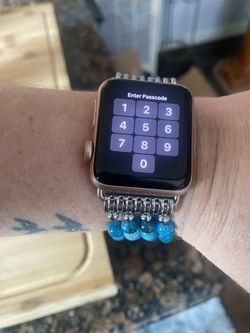 Apple Watch Series 3 Blue Apatite Stone Bead Bracelet W/ Charger 