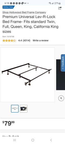 Premium Universal Lev-R-Lock Bed Frame- Fits standard Twin to Cal King $60 Or 2 Frames For $100