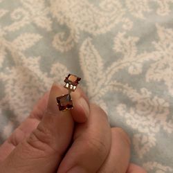 Silver Natural Gemstone Small Stud Earrings