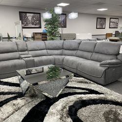 Gray Sofa Sectional 3x Power Recliners