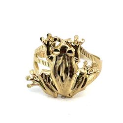 Woman’s Ladies 10k Yellow Gold Tree Frog Ring Size 10 GP3122323