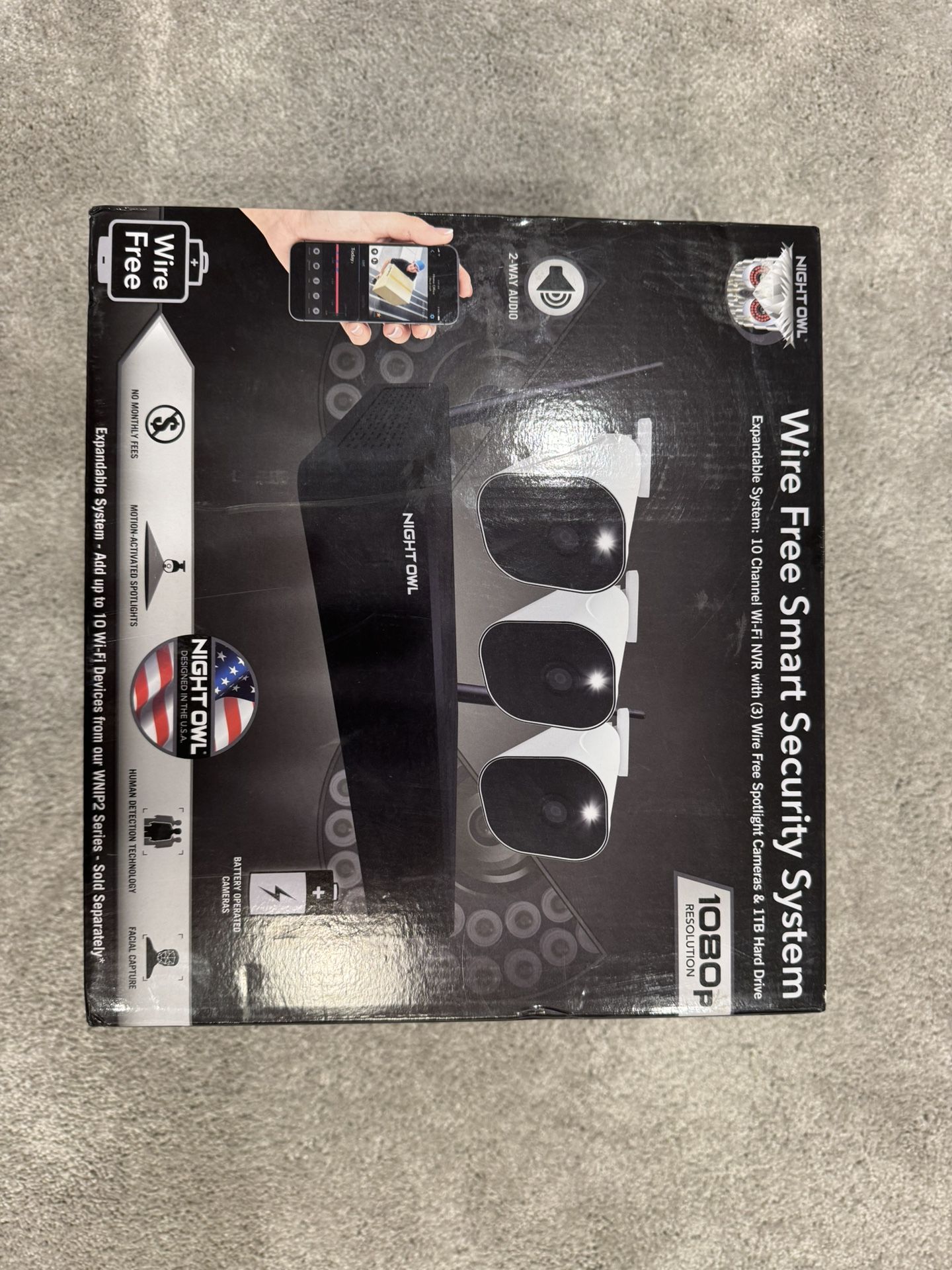 Night Owl Wire Free Smart Security System 3 Wireless Cameras 1 TB Hard Drive