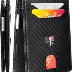 Brandnew Bifold Wallet for Men with 12 Card Slots Slim Billfold Money Clip Front Pocket RFID Blocking Leather Men's Wallets - Ideal Gifts for Men