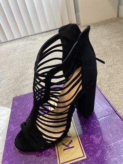 black suede multi strap