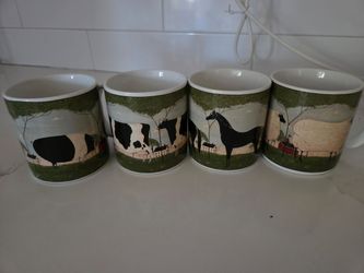 Set of 4 Farm Animal Ceramic Coffee Mugs