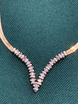 14K Gold Diamond V Chevron Necklace