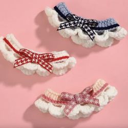 Cute Bow-knot Hand-knitted Puppy Collar