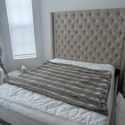 Queen upholstered bed frame