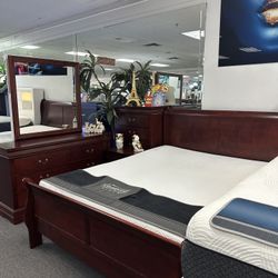 🚨🚨Queen 5PC Cherry Bedroom Furniture Set Just $499 For Presidents Day🇺🇸(ENDS 2/18)