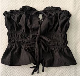 Strapless Tie Front Crop Top