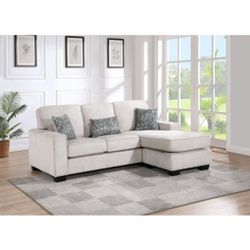 Brand New Reversible Fabric Plushy Cushioned Square Arm Sectional Sofa (3 Colors)