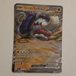 Great Tusk EX 053/091 Double Black Star Rare Paldean Fates Pokemon TCG NM