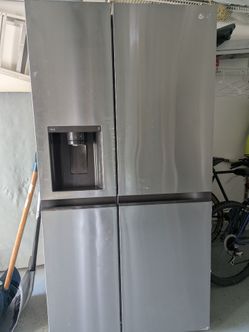 LG refrigerator, silver, two doors